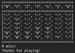 Screenshot of connect four game in command line